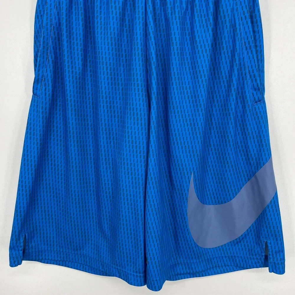 Nike Mens Dri-FIT Basketball Shorts Blue Graphic Swoosh 848790-435 Small